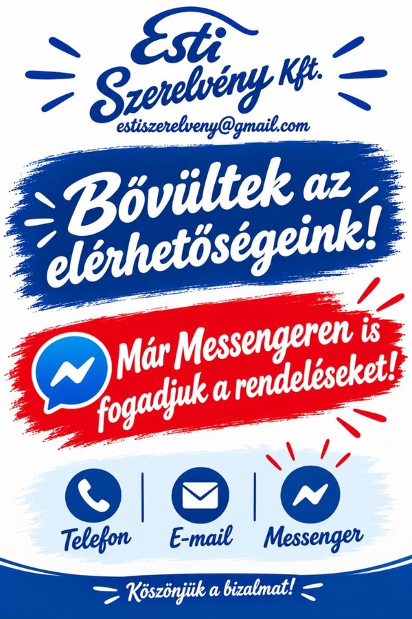 Bővültek az elérhetőségeink – már Messengeren is fogadjuk a rendeléseket.